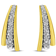 Bids.com 10K Yellow Gold Plated .925 Sterling Silver 0.50 Cttw Round Diamond Graduated Huggie Earrings (I-J Color, I2-I3 Clarity) Earrings