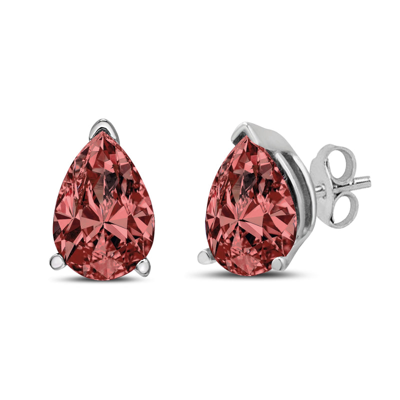 Bids.com 14K White Gold 1/2 Cttw Lab Grown Pink Pear Diamond 3 Prong Set Martini Solitaire Stud Earrings (Pink Color, VS2-SI1 Clarity) Earrings