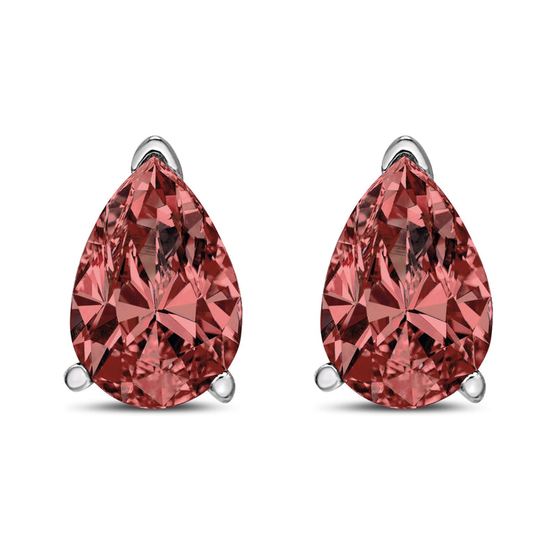 Bids.com 14K White Gold 1/2 Cttw Lab Grown Pink Pear Diamond 3 Prong Set Martini Solitaire Stud Earrings (Pink Color, VS2-SI1 Clarity) Earrings