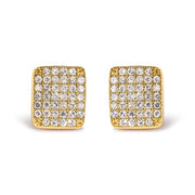 Bids.com 14K Yellow Gold 1/2 Cttw Diamond Square Shaped Composite Cluster Stud  Earrings (I-J Color, I1-I2 Clarity) Earrings