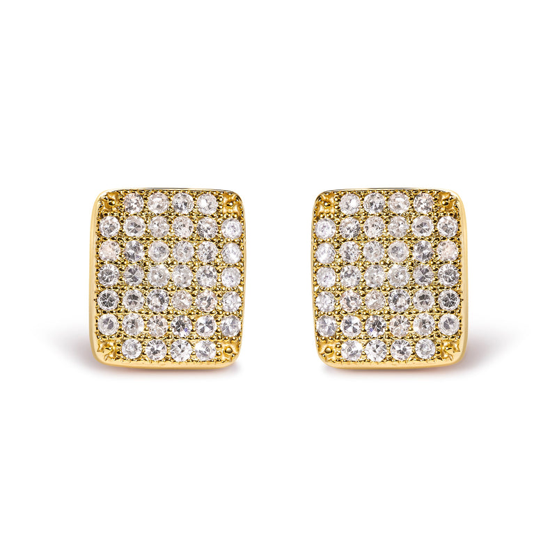 Bids.com 14K Yellow Gold 1/2 Cttw Diamond Square Shaped Composite Cluster Stud  Earrings (I-J Color, I1-I2 Clarity) Earrings