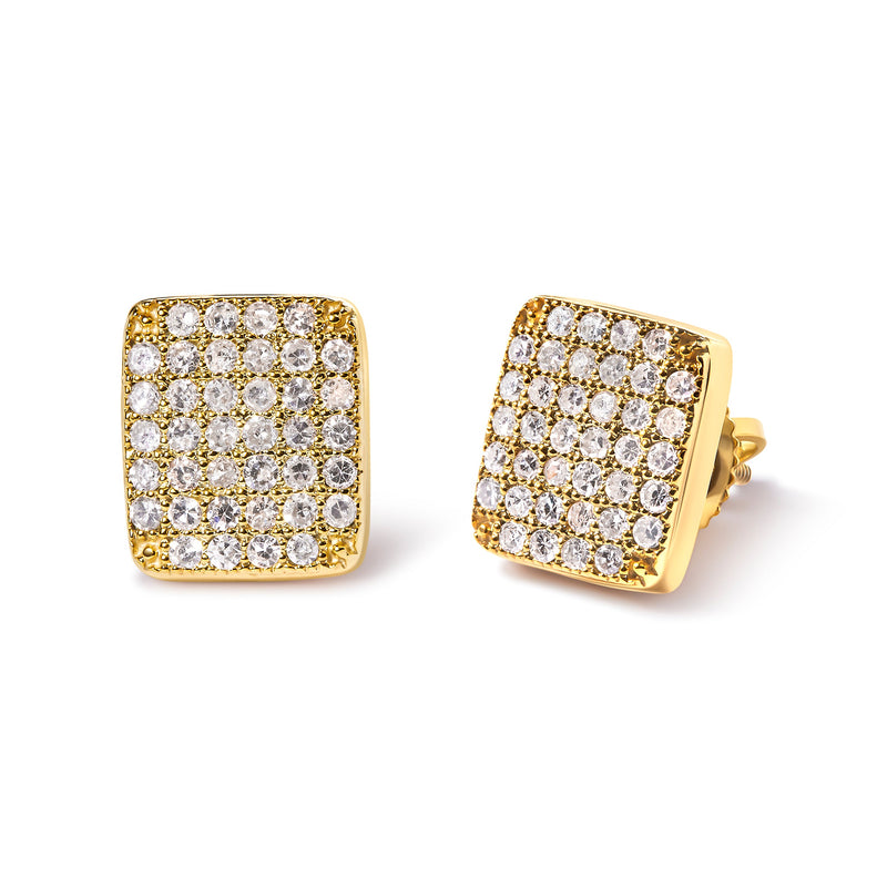 Bids.com 14K Yellow Gold 1/2 Cttw Diamond Square Shaped Composite Cluster Stud  Earrings (I-J Color, I1-I2 Clarity) Earrings