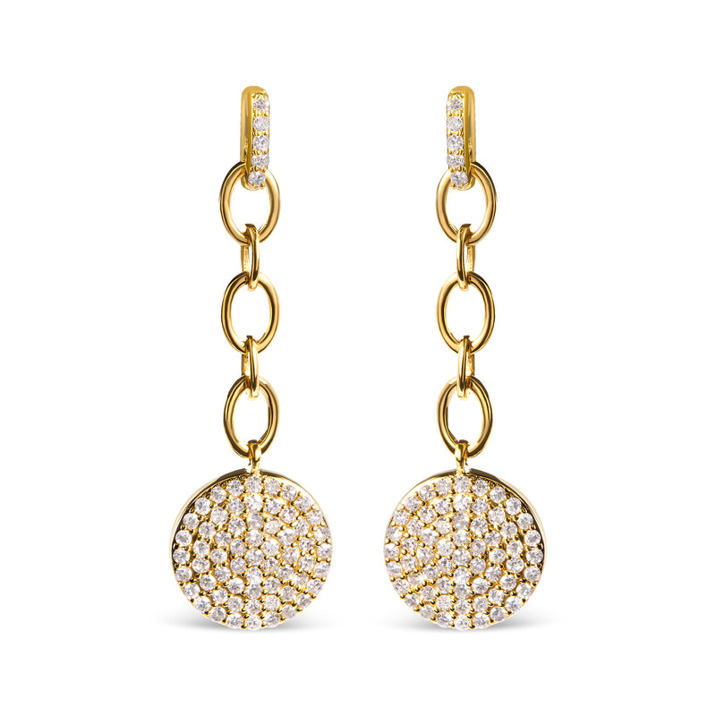 Bids.com 18K Yellow Gold Plated .925 Sterling Silver 1.0 Cttw Diamond Composite Cluster Dangle Chain Earrings (I-J Color, I1-I2 Clarity) Earrings