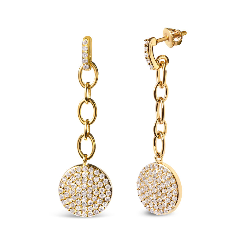 Bids.com 14K Yellow Gold 1.0 Cttw Diamond Chain Cluster Dangle Chain Earrings (I-J Color, I1-I2 Clarity) Earrings