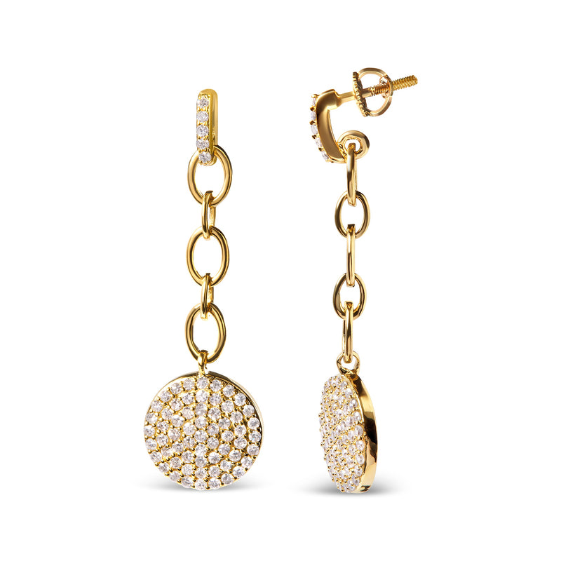 Bids.com 14K Yellow Gold 1.0 Cttw Diamond Chain Cluster Dangle Chain Earrings (I-J Color, I1-I2 Clarity) Earrings