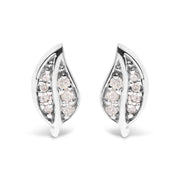 Bids.com .925 Sterling Silver Diamond Accent Leaf Stud Earrings Earrings