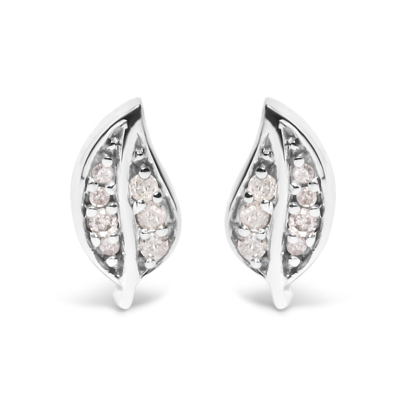 Bids.com .925 Sterling Silver Diamond Accent Leaf Stud Earrings Earrings