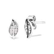 Bids.com .925 Sterling Silver Diamond Accent Leaf Stud Earrings Earrings