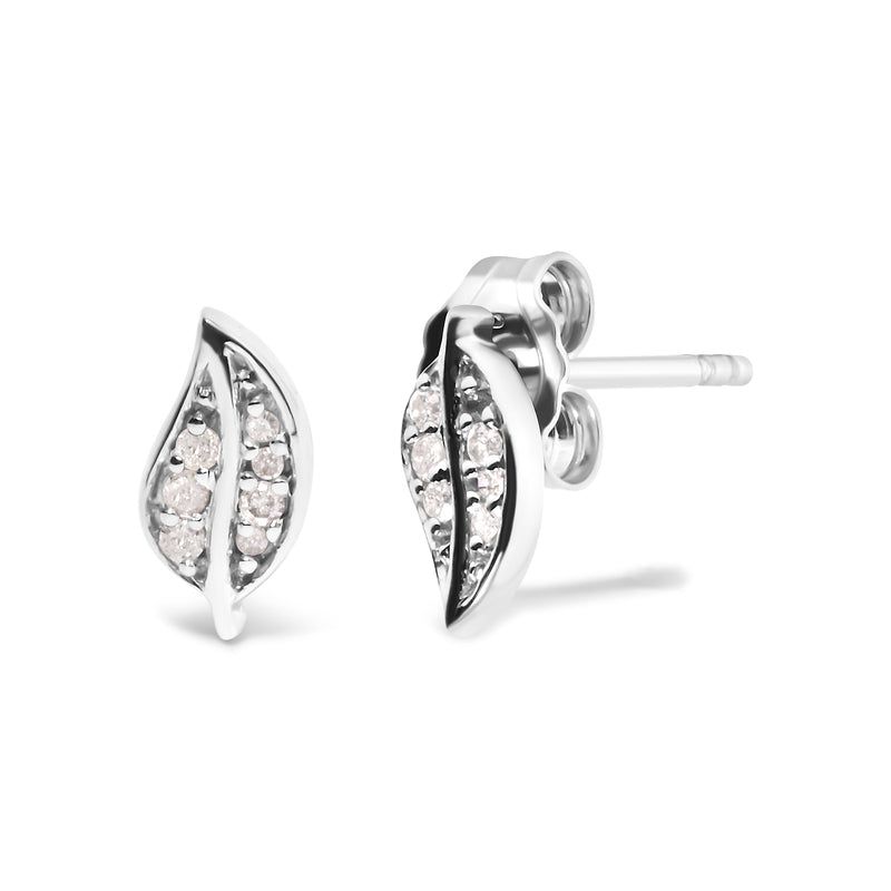 Bids.com .925 Sterling Silver Diamond Accent Leaf Stud Earrings Earrings