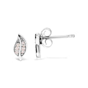 Bids.com .925 Sterling Silver Diamond Accent Leaf Stud Earrings Earrings