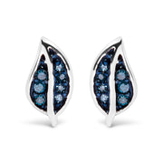 Bids.com .925 Sterling Silver Blue Diamond Accent Leaf Stud Earrings Earrings