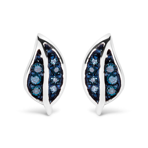Bids.com .925 Sterling Silver Blue Diamond Accent Leaf Stud Earrings Earrings White Smoke White.Sterling Silver / 0.05