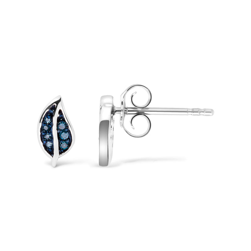 Bids.com .925 Sterling Silver Blue Diamond Accent Leaf Stud Earrings Earrings