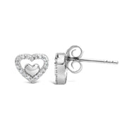Bids.com 925 Sterling Silver 1/6 Cttw Diamond Open Double Heart Stud Earrings (I-J Color, I3 Clarity) Earrings