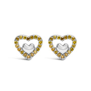Bids.com 925 Sterling Silver 1/6 Cttw Diamond Open Double Heart Stud Earrings (I-J Color, I3 Clarity) Earrings