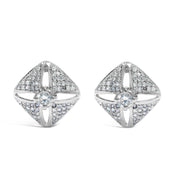 Bids.com .925 Sterling Silver 1.0 Cttw Diamond Studded Rhombus Stud Earring (H-I Color, I2-I3 Clarity) Earrings
