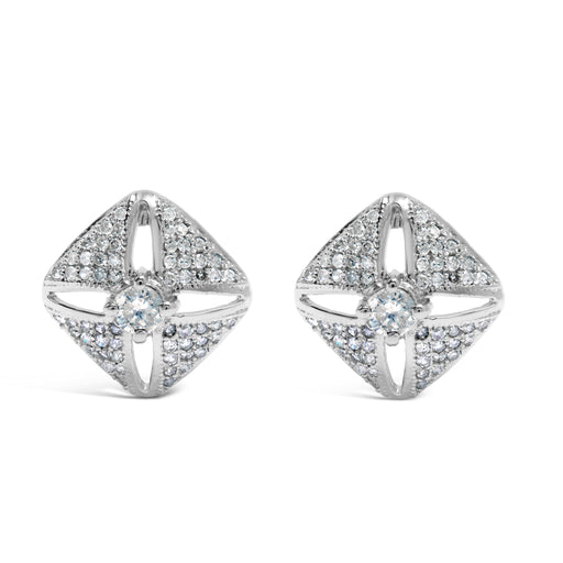 Bids.com .925 Sterling Silver 1.0 Cttw Diamond Studded Rhombus Stud Earring (H-I Color, I2-I3 Clarity) Earrings