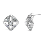 Bids.com .925 Sterling Silver 1.0 Cttw Diamond Studded Rhombus Stud Earring (H-I Color, I2-I3 Clarity) Earrings
