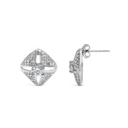 Bids.com .925 Sterling Silver 1.0 Cttw Diamond Studded Rhombus Stud Earring (H-I Color, I2-I3 Clarity) Earrings