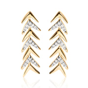Bids.com 18K Yellow Gold Plated .925 Sterling Silver 1/5 Cttw Diamond Chevron Arrow Stud Earring (I-J Color, I2-I3 Clarity) Earrings