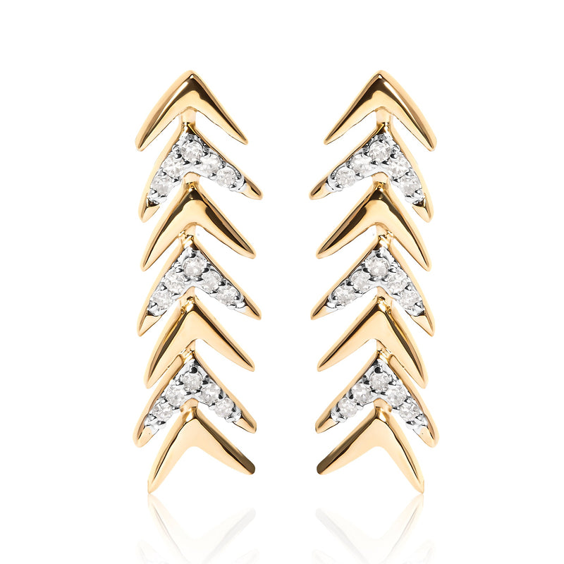 Bids.com 18K Yellow Gold Plated .925 Sterling Silver 1/5 Cttw Diamond Chevron Arrow Stud Earring (I-J Color, I2-I3 Clarity) Earrings