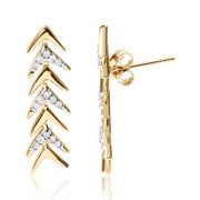 Bids.com 18K Yellow Gold Plated .925 Sterling Silver 1/5 Cttw Diamond Chevron Arrow Stud Earring (I-J Color, I2-I3 Clarity) Earrings