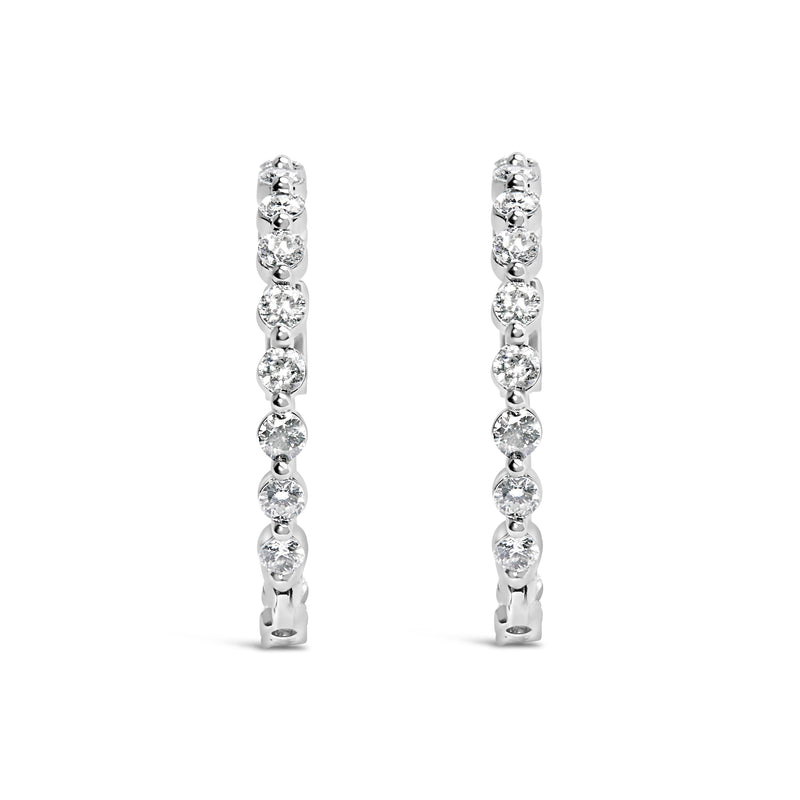 Bids.com 14K White Gold 5.00 Cttw Lab Grown Diamond Inside-Out Hoop Earring Earrings
