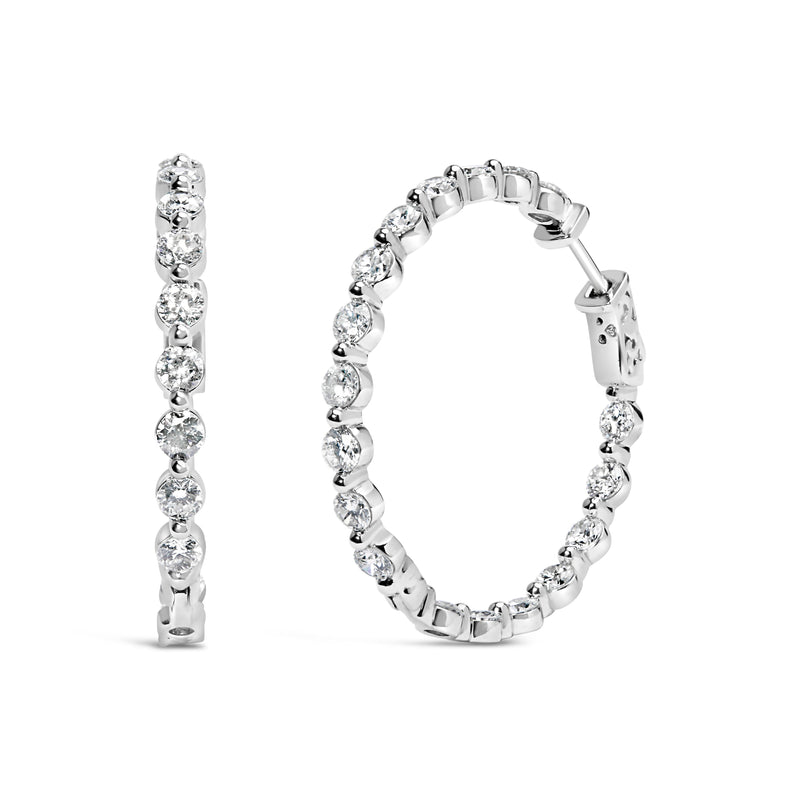 Bids.com 14K White Gold 5.00 Cttw Lab Grown Diamond Inside-Out Hoop Earring Earrings