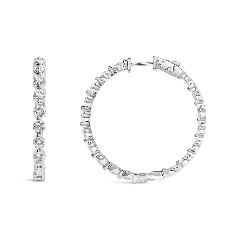 Bids.com 14K White Gold 5.00 Cttw Lab Grown Diamond Inside-Out Hoop Earring Earrings