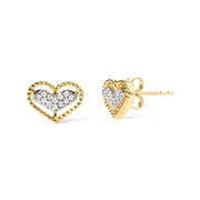 Bids.com 10K Yellow Gold 1/10 Cttw Diamond Heart and Beaded Halo Stud Earrings (I-J Color, I1-I2 Clarity) Earrings