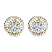 Bids.com 10K Yellow Gold 1.00 Cttw Diamond Halo Radiant Sunburst Stud Earrings (I-J Color, I2-I3 Clarity) Earrings