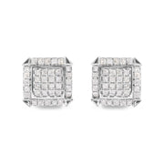 Bids.com 10K White Gold 1 1/10 Cttw Princess Diamond Composite and Halo Stud Earrings (I-J Color, I1-I2 Clarity) Earrings