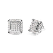 Bids.com 10K White Gold 1 1/10 Cttw Princess Diamond Composite and Halo Stud Earrings (I-J Color, I1-I2 Clarity) Earrings