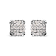 Bids.com 10K White Gold 3/4 Cttw Princess Diamond Composite Open Frame Stud Earrings (I-J Color, I1-I2 Clarity) Earrings