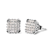 Bids.com 10K White Gold 3/4 Cttw Princess Diamond Composite Open Frame Stud Earrings (I-J Color, I1-I2 Clarity) Earrings