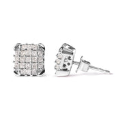 Bids.com 10K White Gold 3/4 Cttw Princess Diamond Composite Open Frame Stud Earrings (I-J Color, I1-I2 Clarity) Earrings