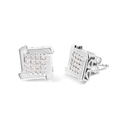 Bids.com 10K White Gold 1/2 Cttw Composite  Princess Diamond Square and Swirl Stud Earrings (I-J Color, I1-I2 Clarity) Earrings