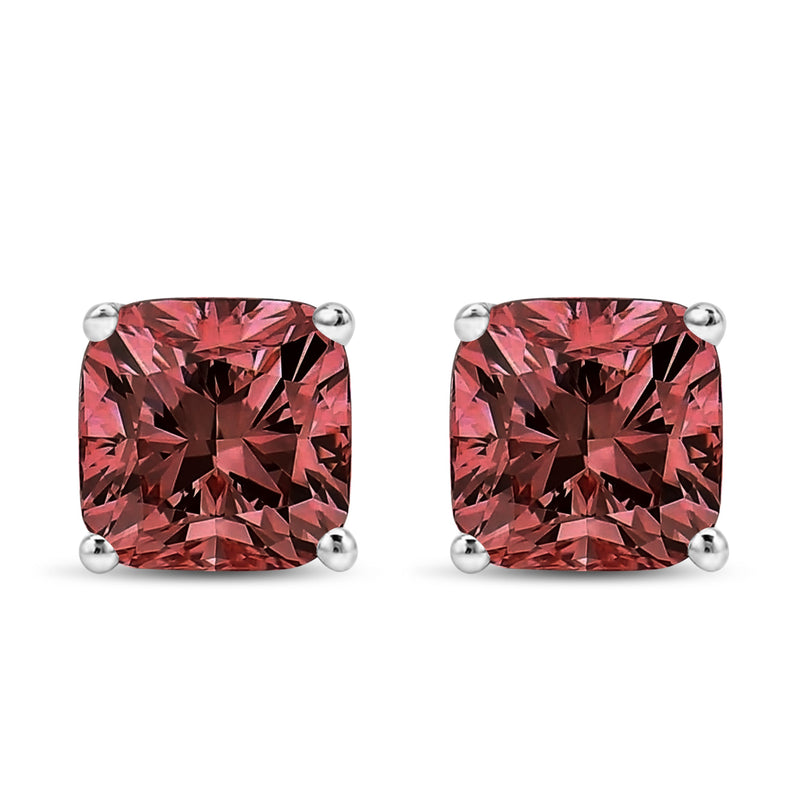 Bids.com 14K White Gold 1 1/2 Cttw Lab Grown Pink Cushion 4-Prong Set Classic Diamond Solitaire Stud Earrings (Pink Color, VS1-VS2 Clarity) Earrings