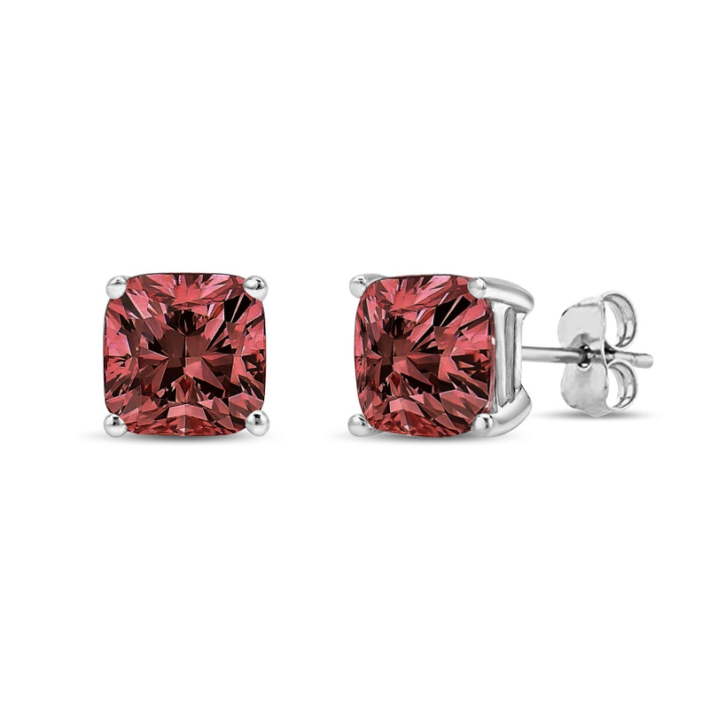 Bids.com 14K White Gold 1 1/2 Cttw Lab Grown Pink Cushion 4-Prong Set Classic Diamond Solitaire Stud Earrings (Pink Color, VS1-VS2 Clarity) Earrings