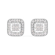 Bids.com 10K White Gold 5/8 Cttw Diamond Square Shaped Composite Stud Earrings (I-J Color, I1-I2 Clarity) Earrings