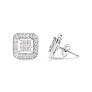 Bids.com 10K White Gold 5/8 Cttw Diamond Square Shaped Composite Stud Earrings (I-J Color, I1-I2 Clarity) Earrings