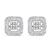 Bids.com 10K White Gold 1.00 Cttw Diamond Composite and Halo Stud Earrings (I-J Color, I1-I2 Clarity) Earrings
