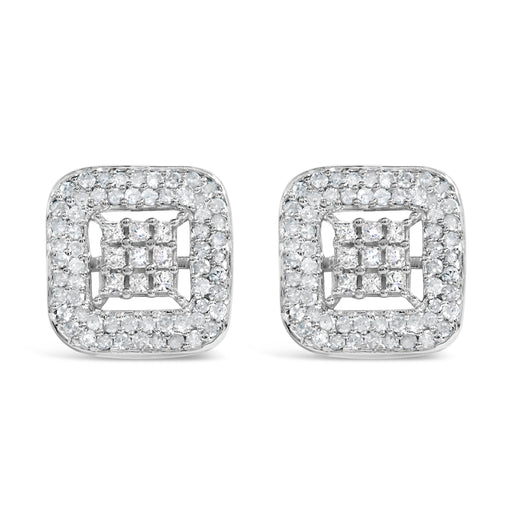 Bids.com 10K White Gold 1.00 Cttw Diamond Composite and Halo Stud Earrings (I-J Color, I1-I2 Clarity) Earrings