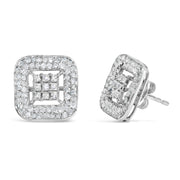 Bids.com 10K White Gold 1.00 Cttw Diamond Composite and Halo Stud Earrings (I-J Color, I1-I2 Clarity) Earrings