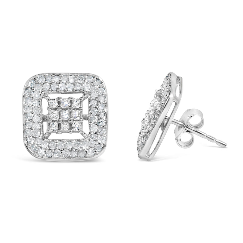 Bids.com 10K White Gold 1.00 Cttw Diamond Composite and Halo Stud Earrings (I-J Color, I1-I2 Clarity) Earrings