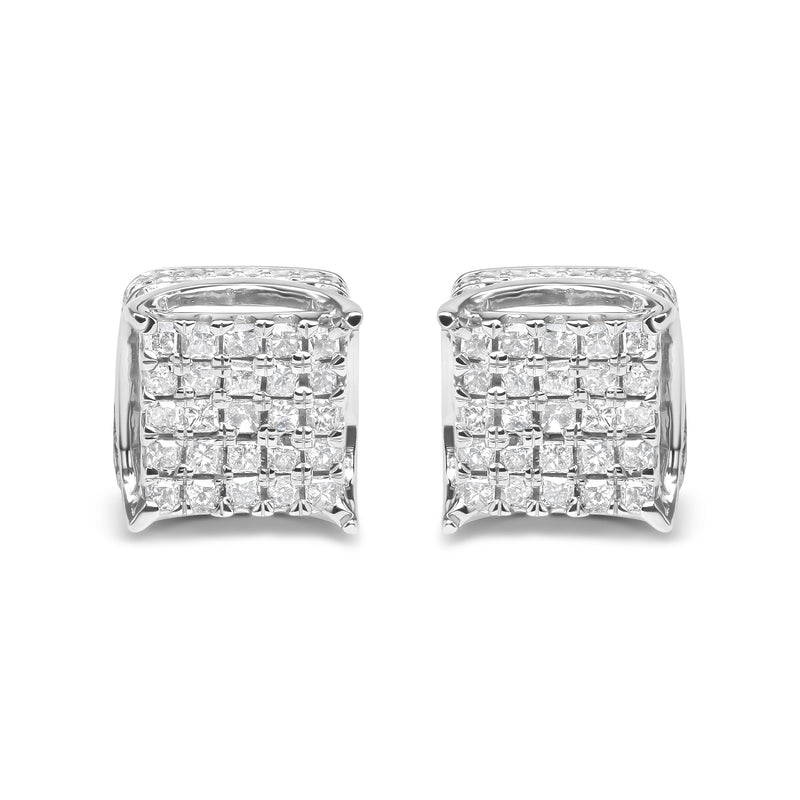Bids.com 10K White Gold 1/2 Cttw Princess Cut Diamond Square Shaped Multi Stone Stud Earrings (H-I Color, SI1-SI2 Clarity) Earrings
