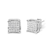 Bids.com 10K White Gold 1/2 Cttw Princess Cut Diamond Square Shaped Multi Stone Stud Earrings (H-I Color, SI1-SI2 Clarity) Earrings