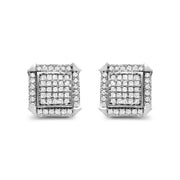 Bids.com 10K White Gold 1.0 Cttw Diamond  Composite with Halo Stud Earrings (H-I Color, I1-I2 Clarity) Earrings