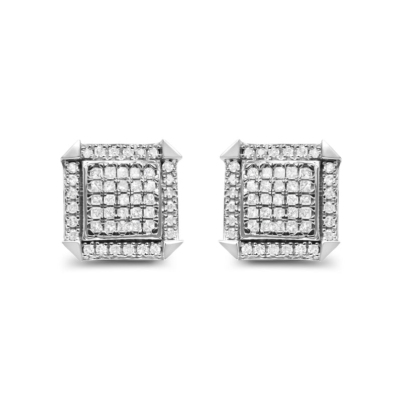 Bids.com 10K White Gold 1.0 Cttw Diamond  Composite with Halo Stud Earrings (H-I Color, I1-I2 Clarity) Earrings