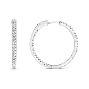Bids.com 14K White Gold 1.0 Cttw Princess Diamond Inside Out Hoop Earrings (H-I Color, I1-I2 Clarity) - 23 MM Earrings